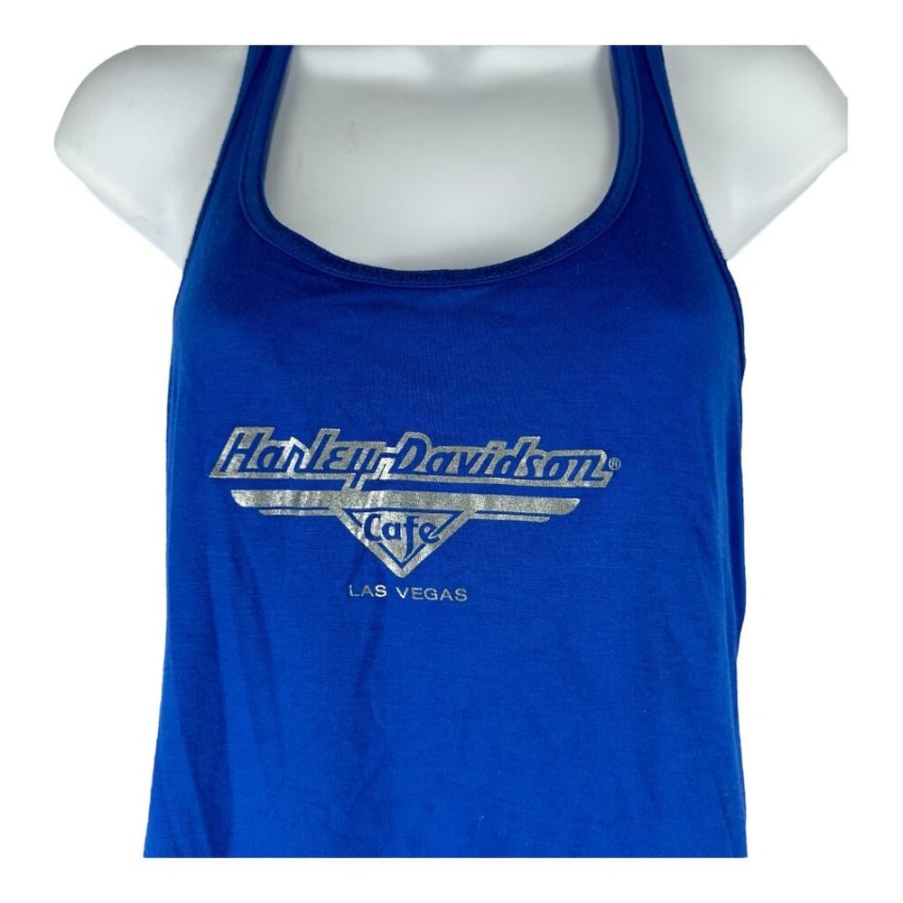 Harley-Davidson Cafe Las Vegas Womens Blue Racerback Tank Top Small